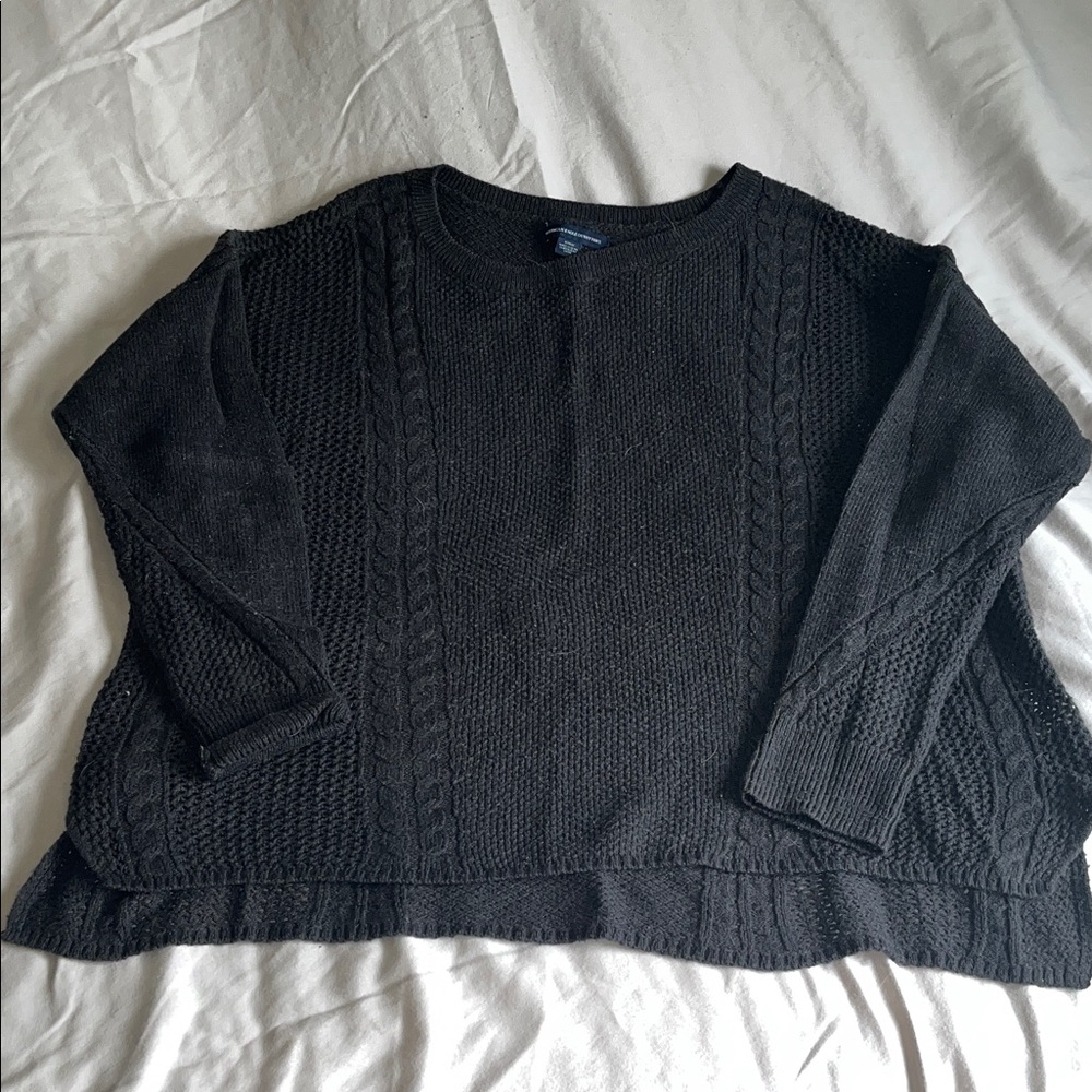 American Eagle Outfitters Black Cable Knit Sweater - Picture 1 of 4
